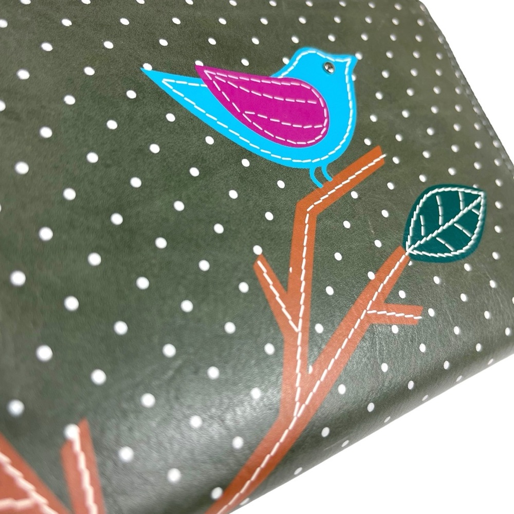 Union Code Polka Bird Pattern RFID Protected 100% Genuine Leather Wallet
